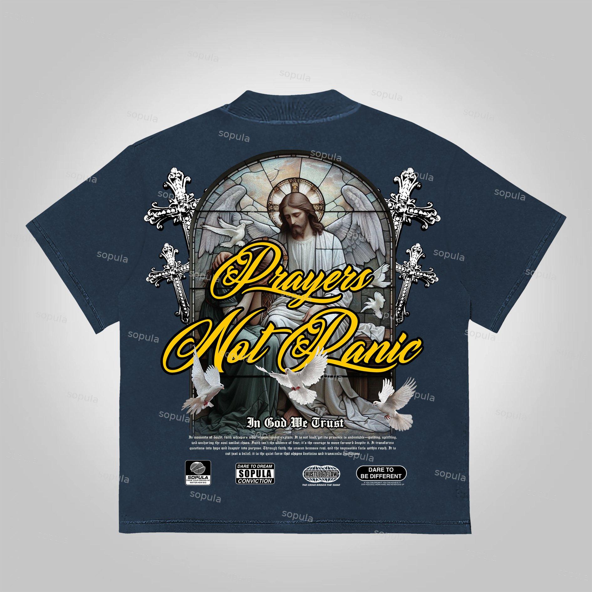Sopula Prayers God Will Be By Your Side Printed Graphics Cotton T-Shirt Product Image