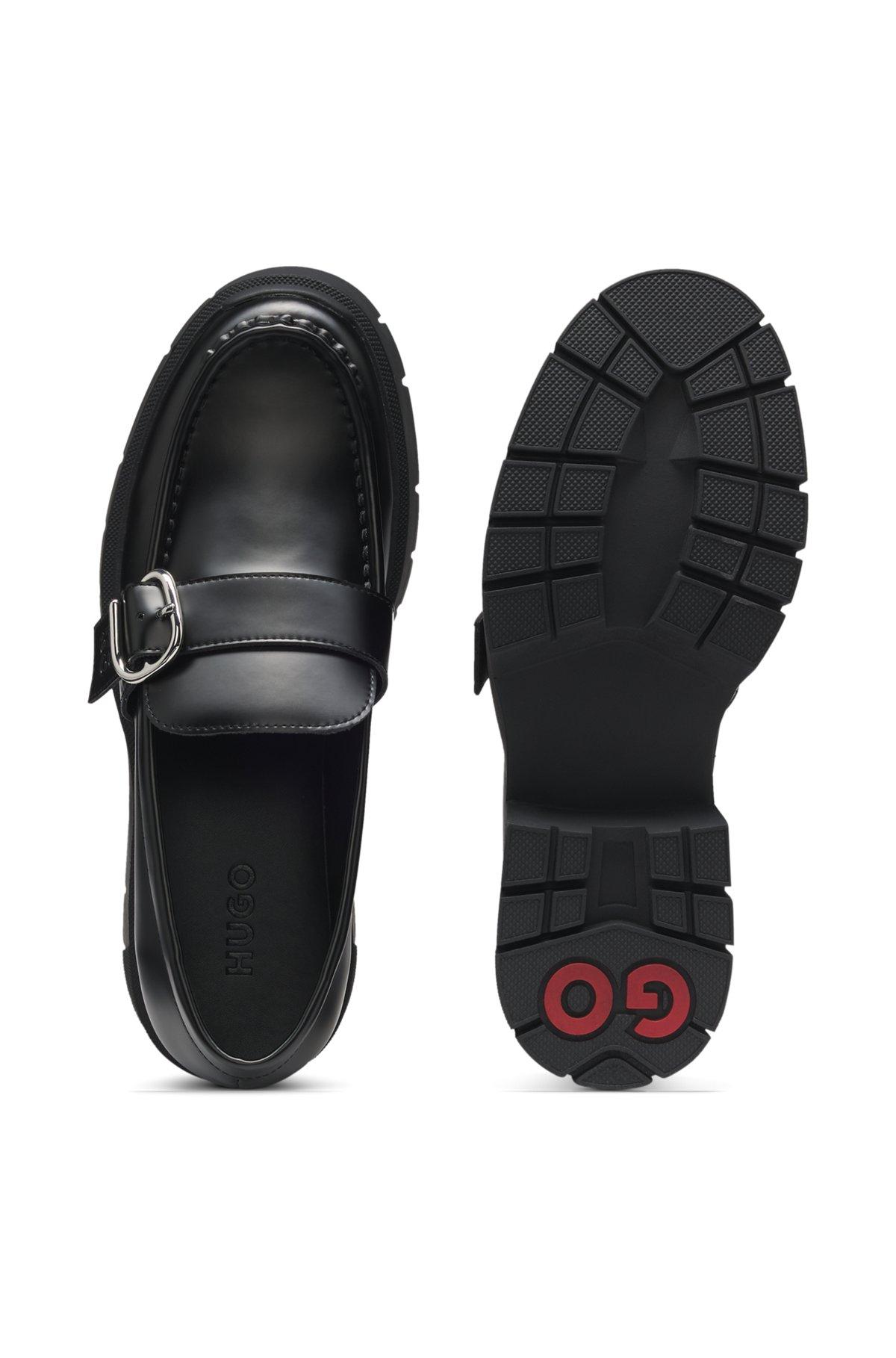 Leather loafers with buckled strap Product Image