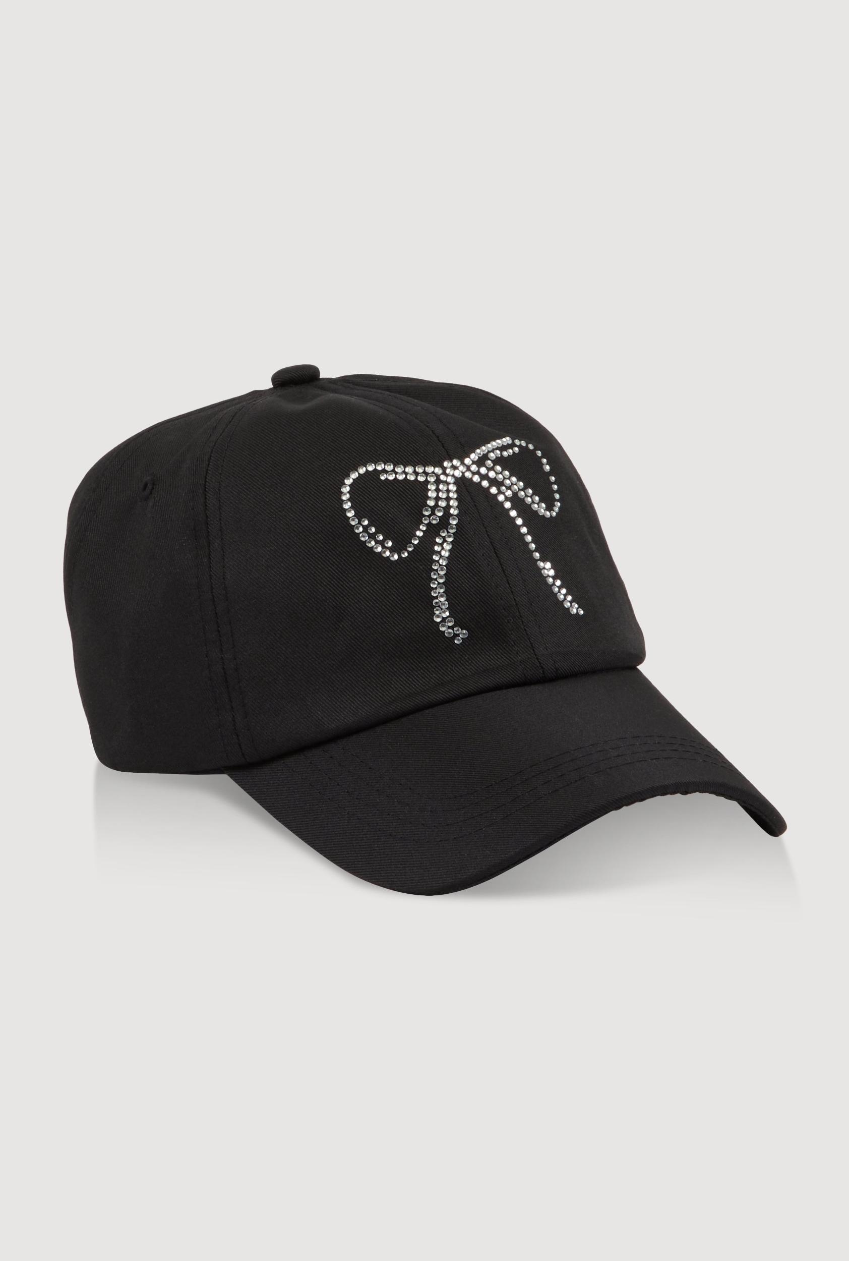 Womens Rhinestone Bow Baseball Cap Product Image