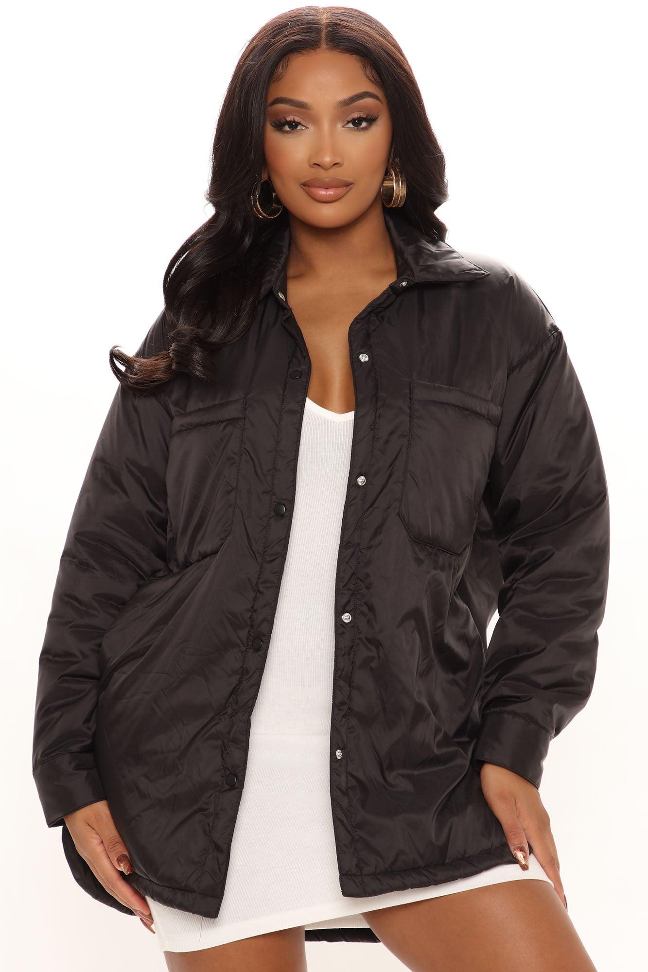 Quick Thinking Puffer Shacket - Black Product Image