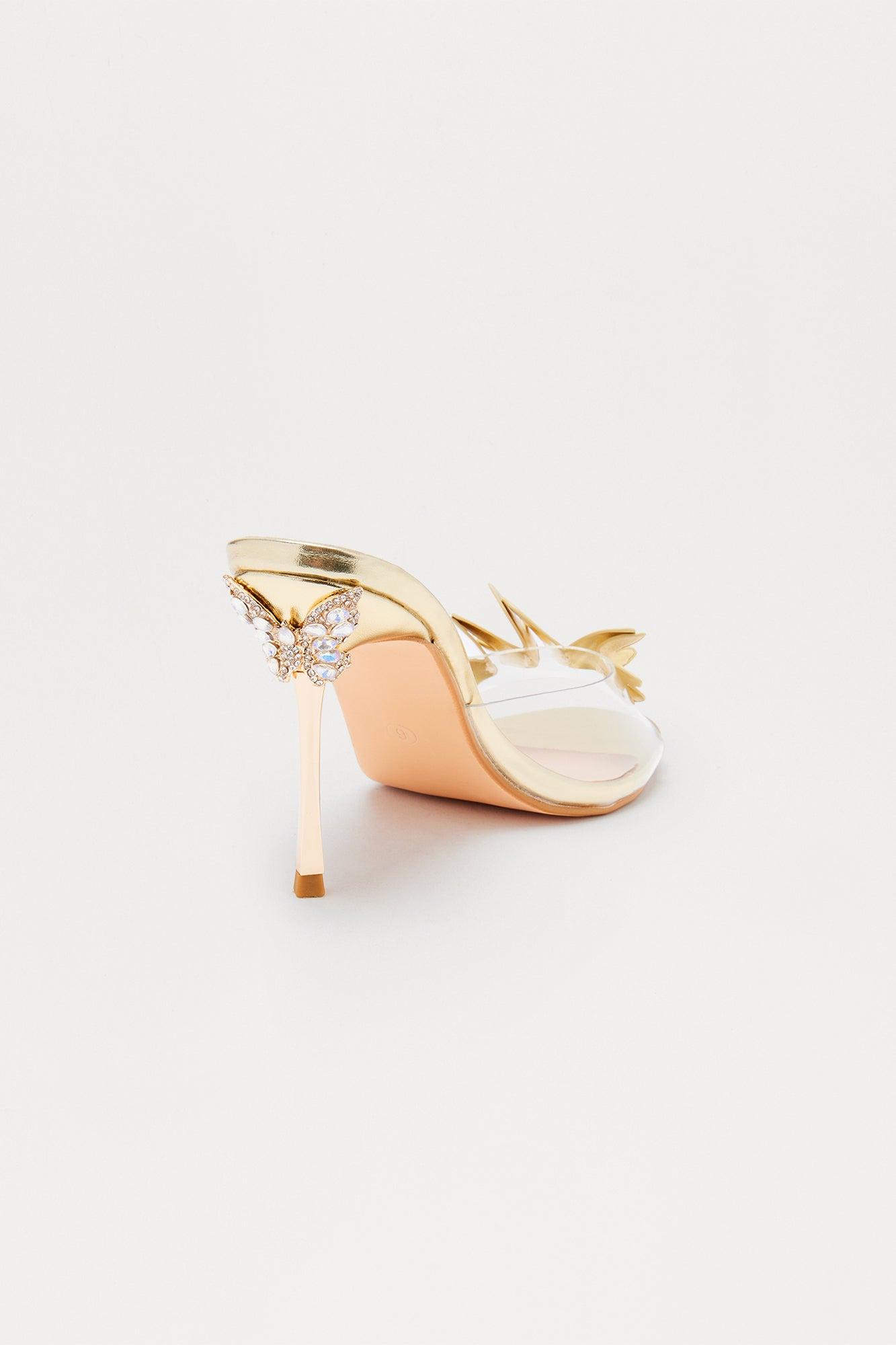 Whimsy Hardware Butterfly Heels - Gold Female Product Image