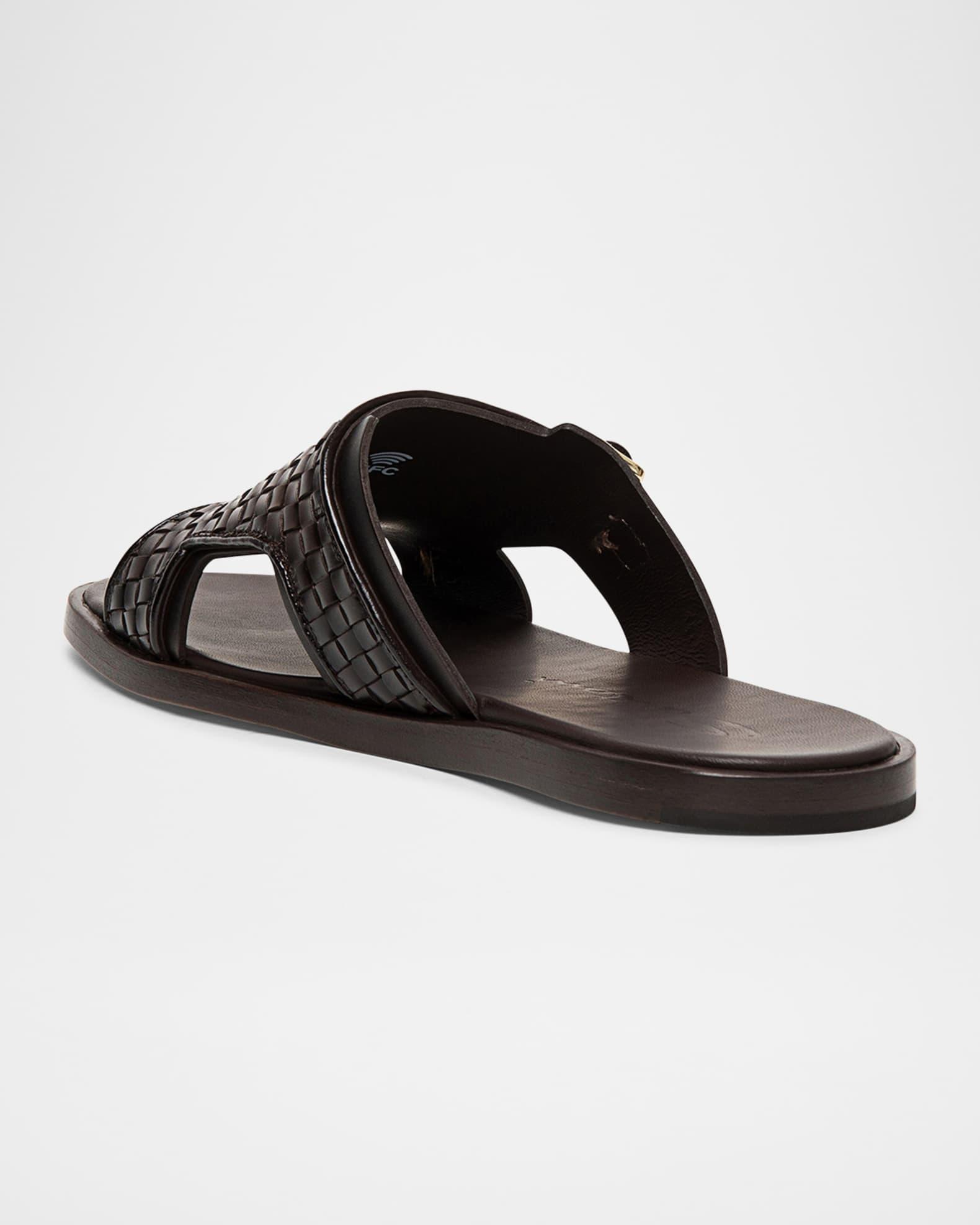 Men's Duo Woven Leather Double-Buckle Slide Sandals Product Image