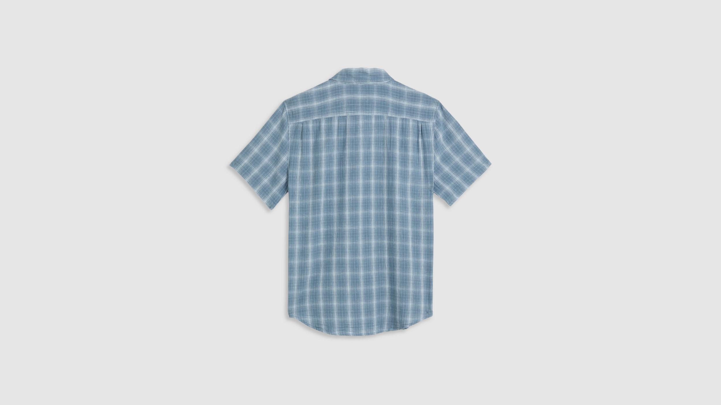 Short Sleeve Sunset Cotton Linen One Pocket Shirt Product Image