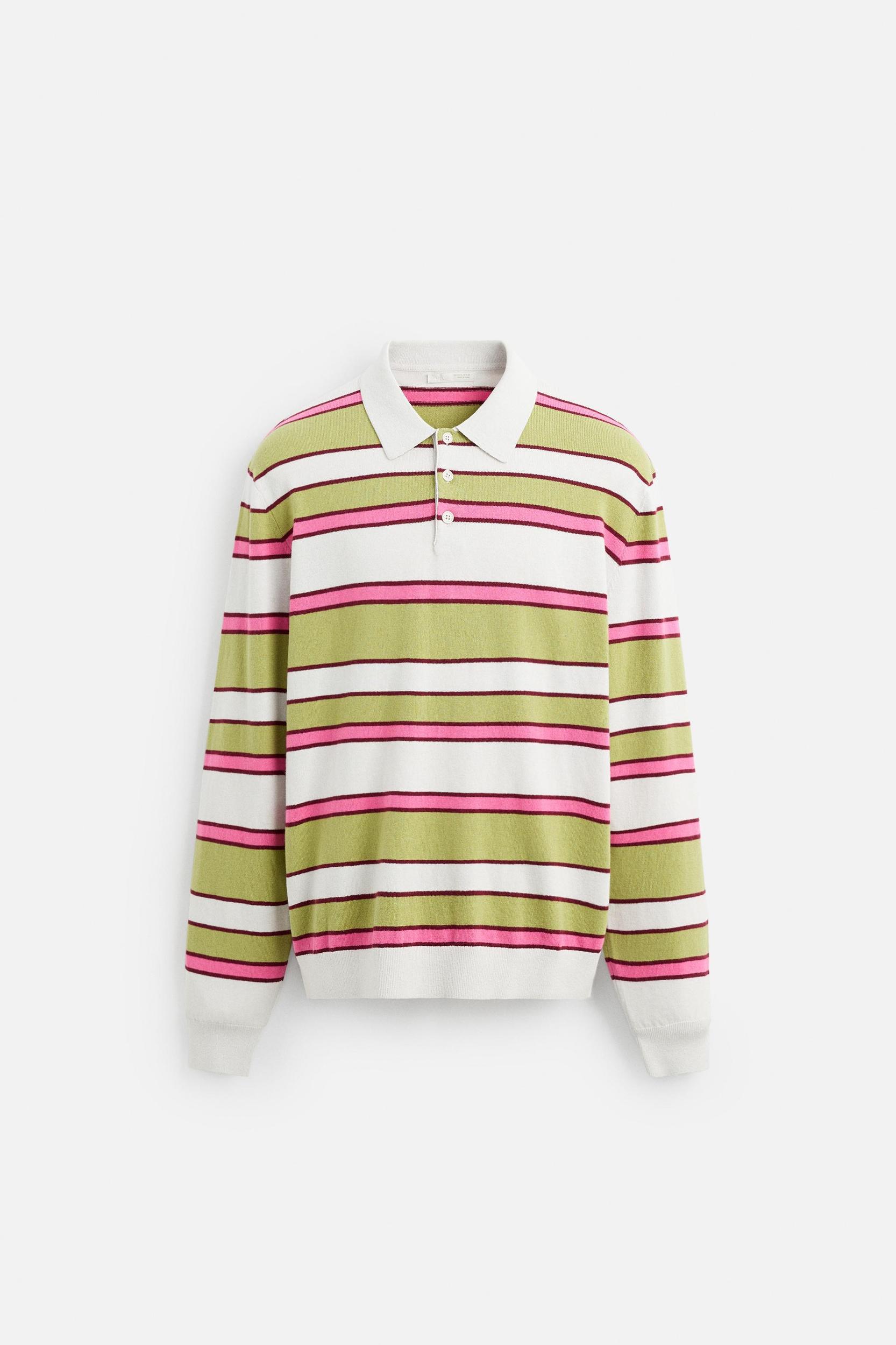 STRIPED KNIT POLO SHIRT Product Image