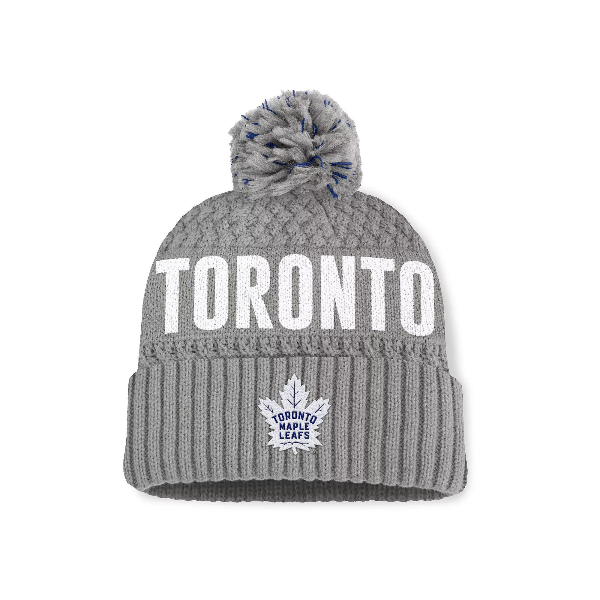 Women's Fanatics  Gray Toronto Maple Leafs Heritage Tilly Cuffed Knit Hat with Pom, Mpl Grey Product Image