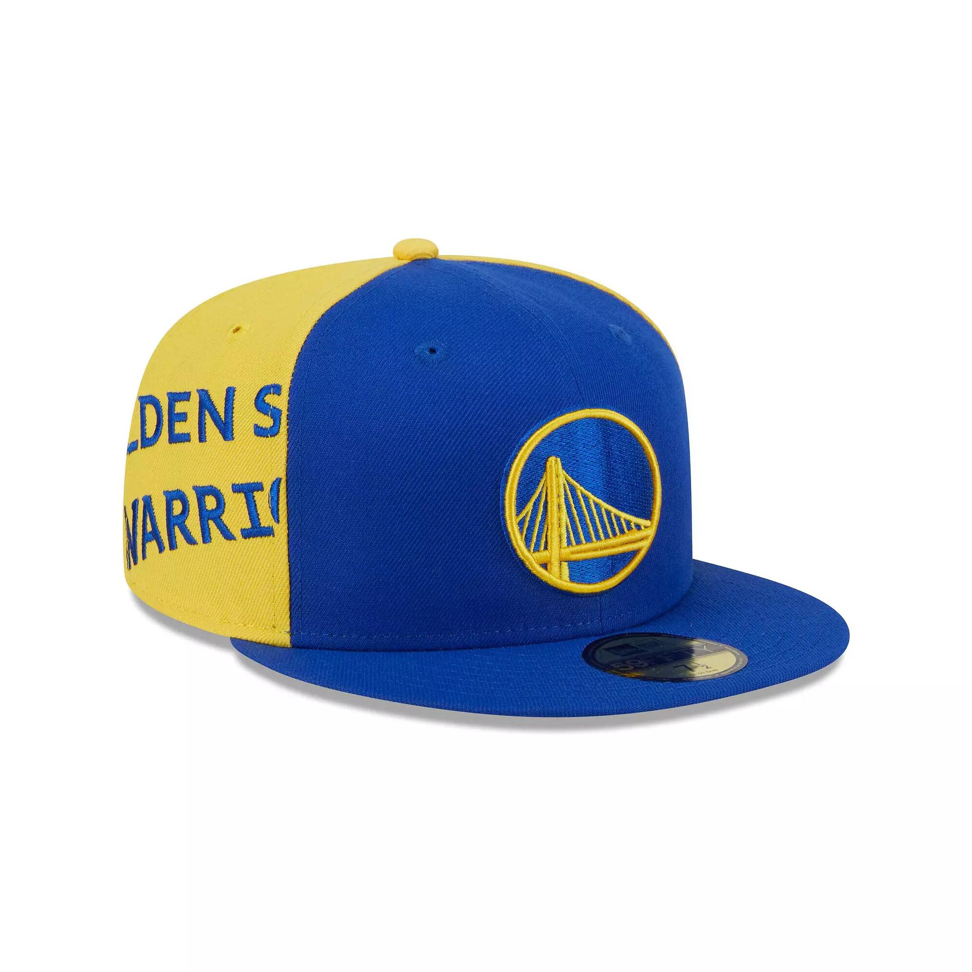 Men's New Era Royal/Gold Golden State Warriors Gameday Wordmark 59FIFTY Fitted Hat,  Product Image