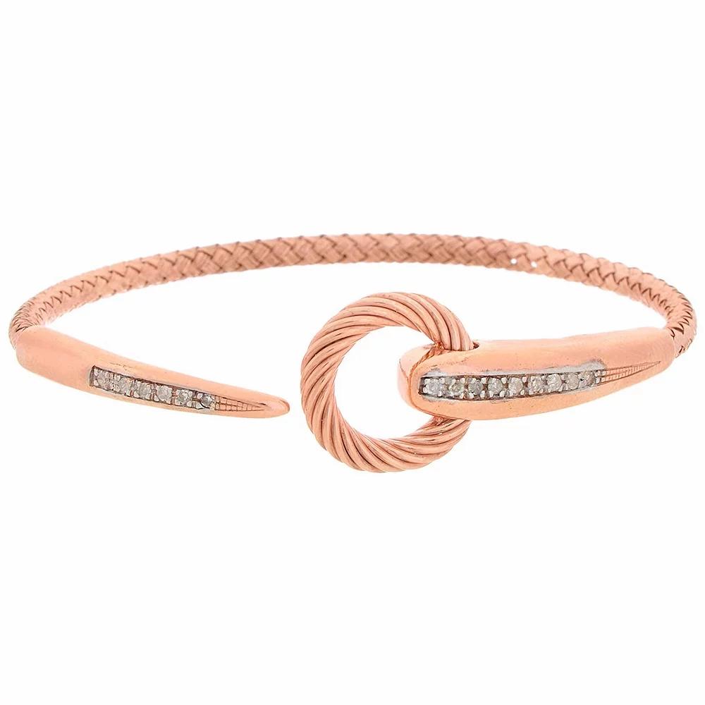 Meshmerise 1/8 Carat T.W. Diamond Rope Cuff Bracelet, Women's, Size: 7", Pink Tone Product Image