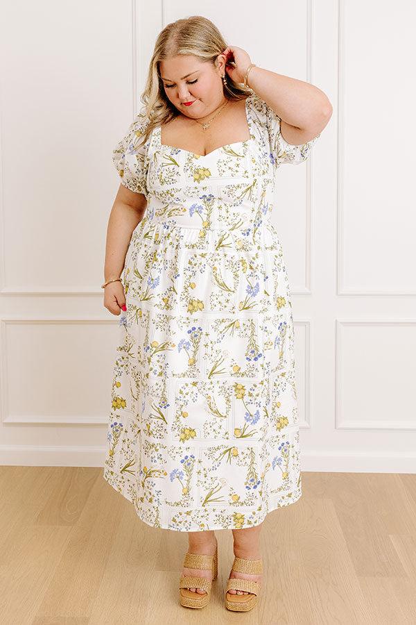 Simply Unforgettable Floral Midi Dress in White Curves Product Image