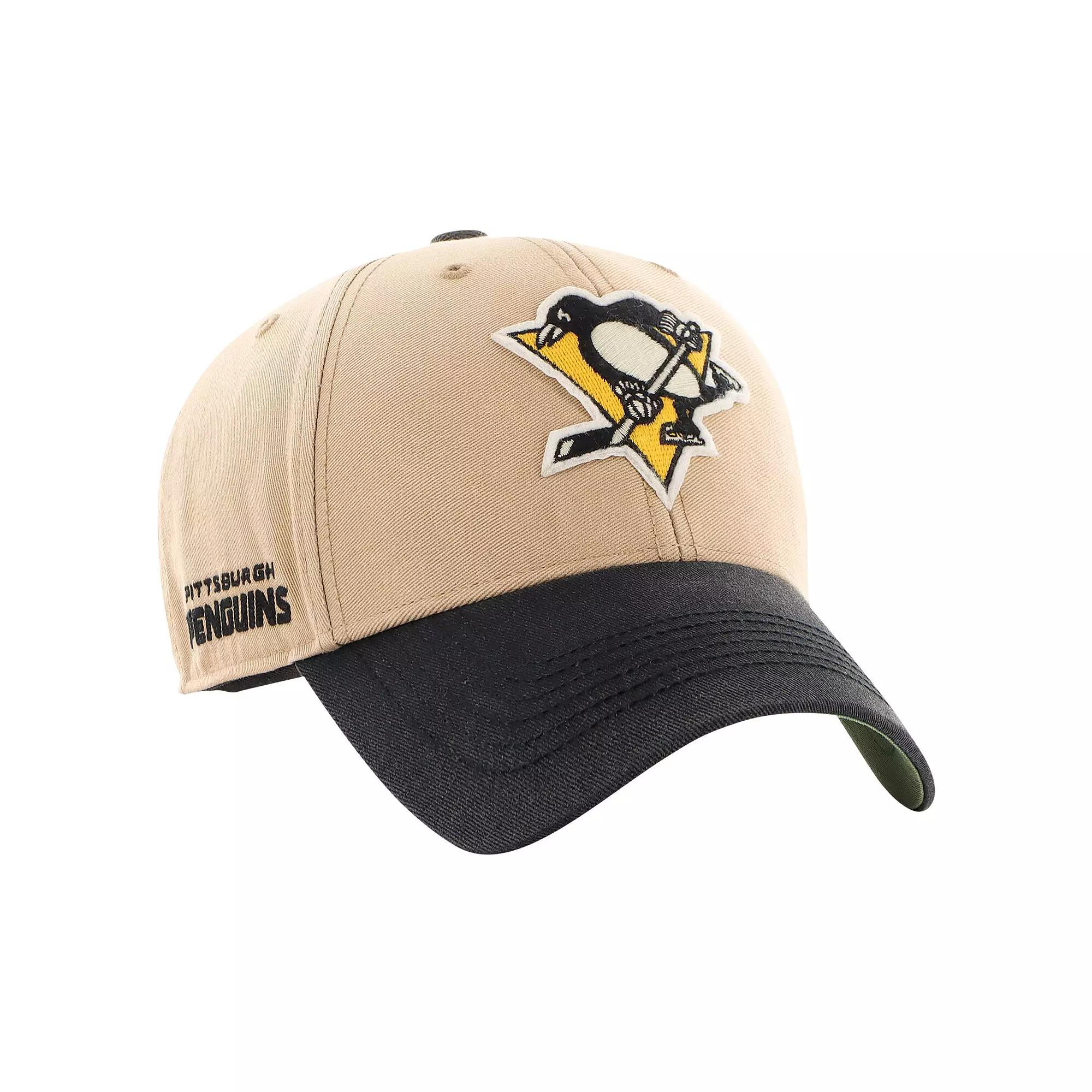 Men's '47 Khaki/Black Pittsburgh Penguins Dusted Sedgwick MVP Adjustable Hat, Beig K Product Image