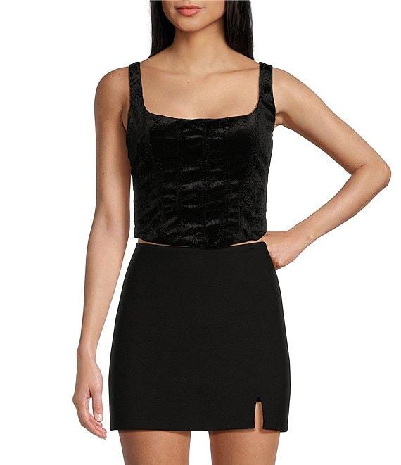 Honey & Sparkle Embossed Velvet Corset Smocked Back Top Product Image