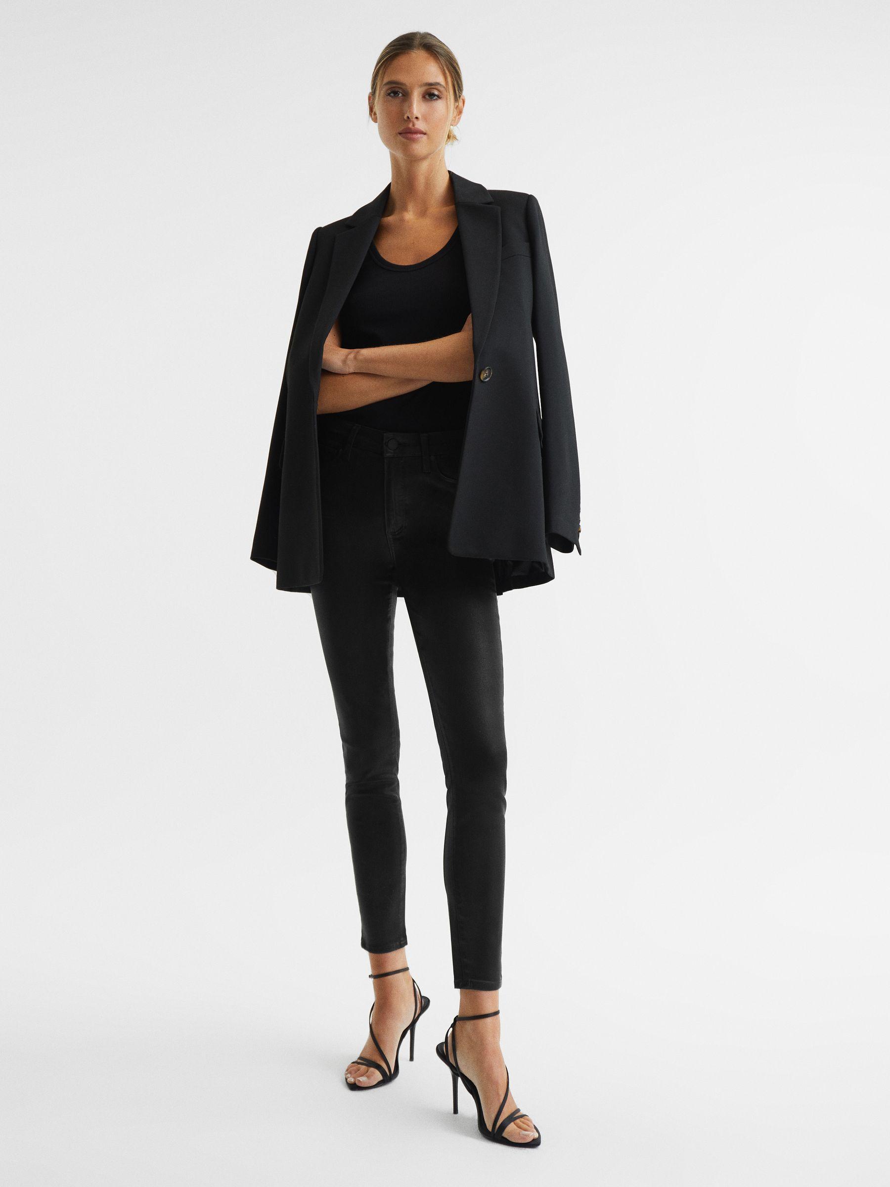 PAIGE Coated Skinny Jeans in Black Product Image