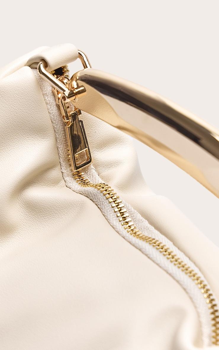 Cream PU Gold Abstract Handle Hand Bag Product Image
