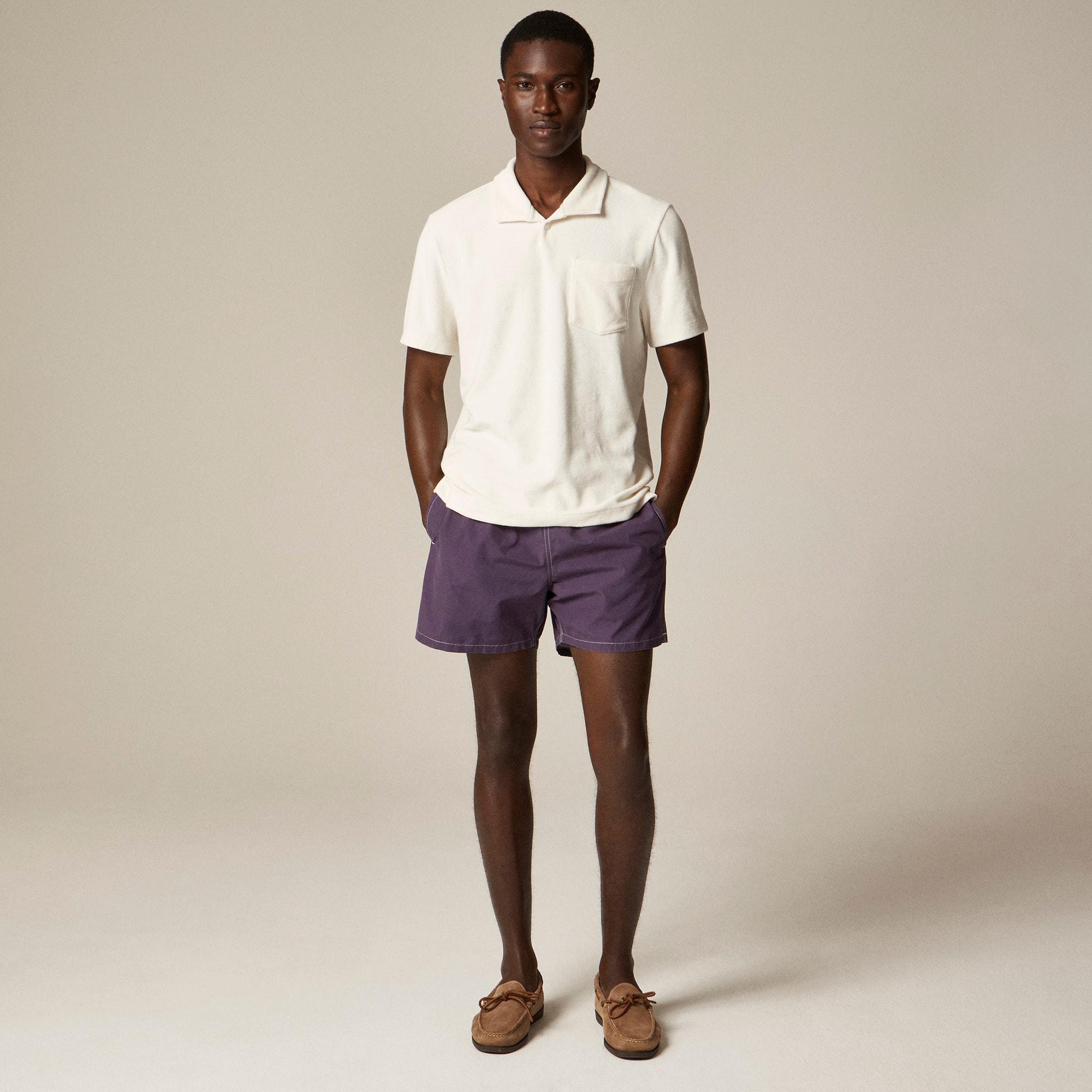 Terry cloth johnny-collar polo shirt Product Image