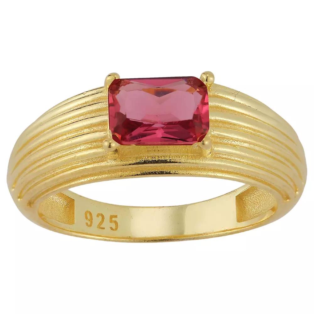 Sunkissed Sterling 14k Gold over Silver CZ Vintage Ring, Women's, Size: 9, Gold Tone Red Product Image