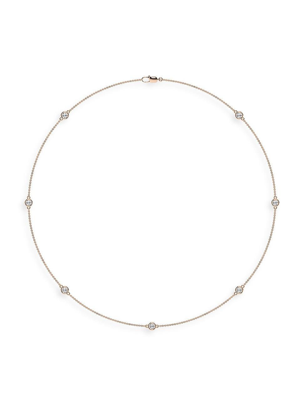 Womens 14K Rose Gold & Lab-Grown 7-Diamond Station Necklace/0.70 2.10 Tcw - Product Image