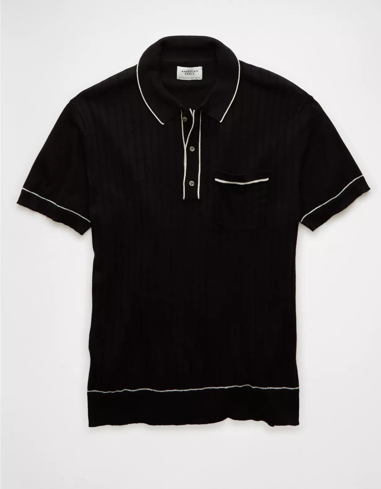 AE Weekend Tipped Sweater Polo Shirt Product Image
