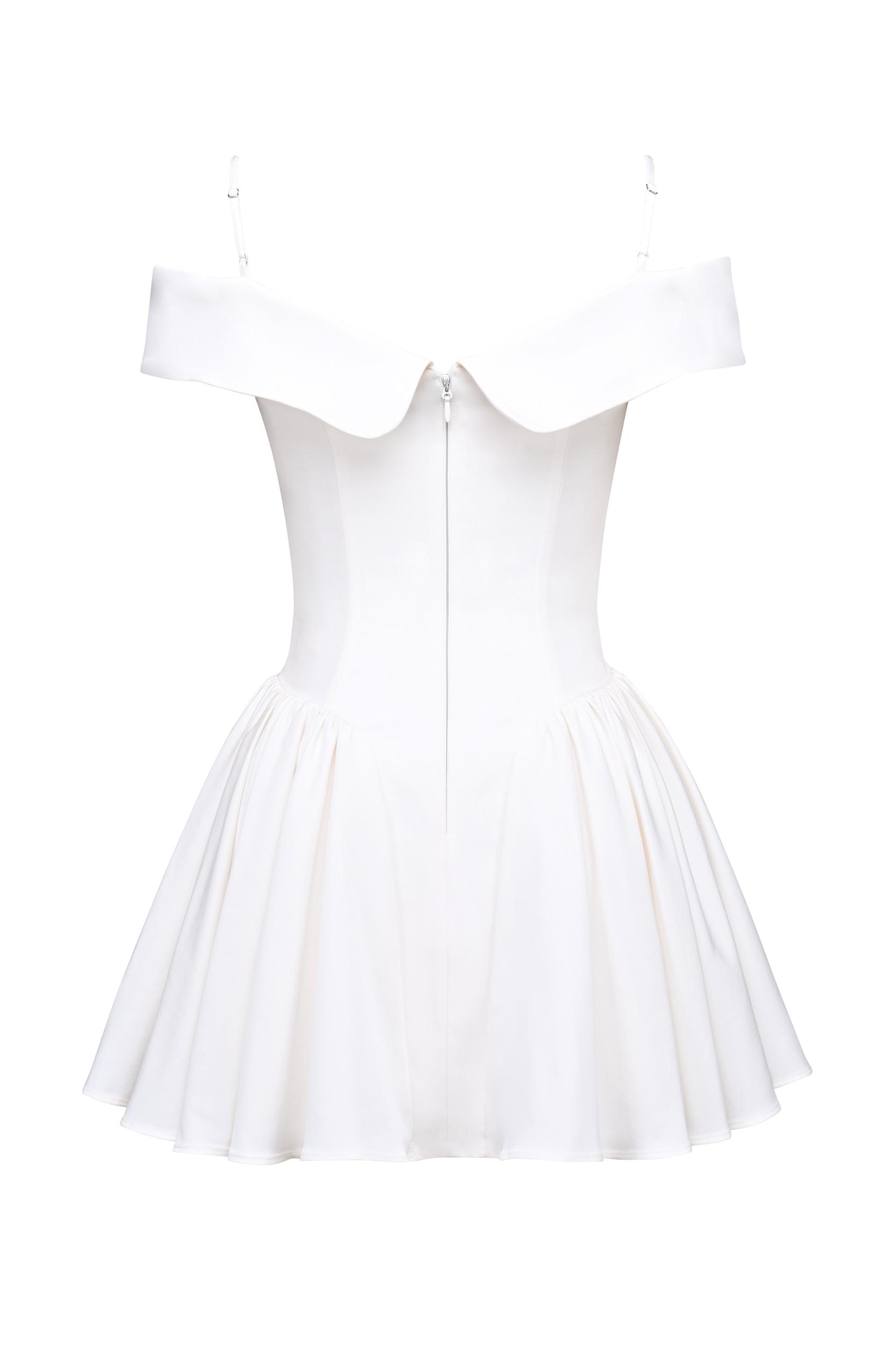 Elida  white twill off shoulder mini dress Product Image