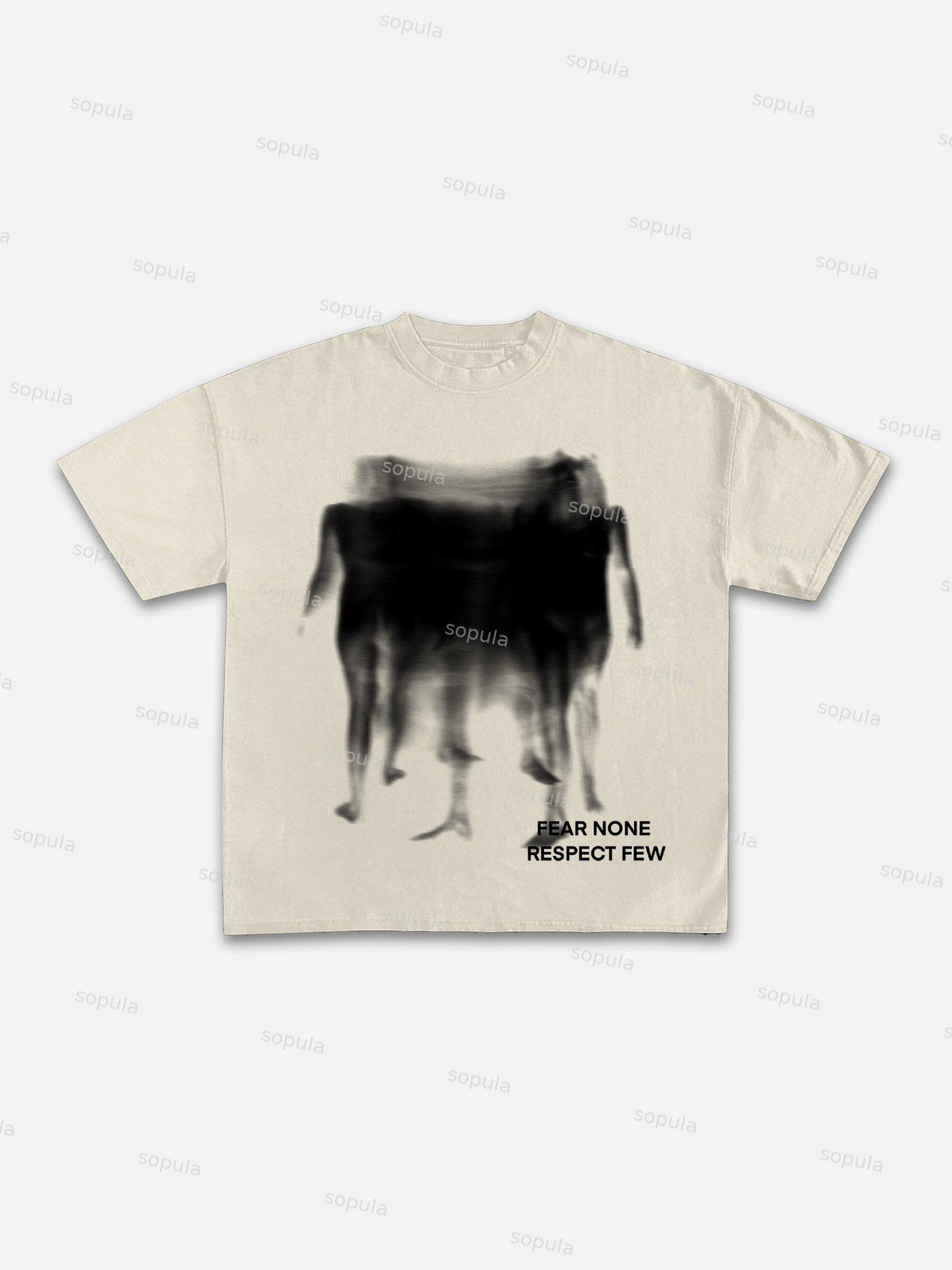 Fear None, Respect Few Abstract Fuzzy Shadow Graphic Cotton T-shirt Product Image