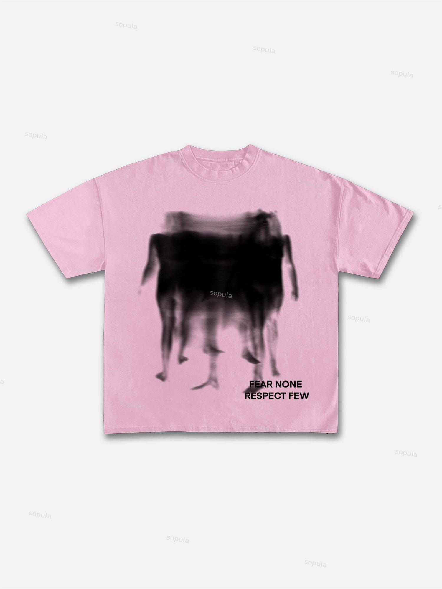 Fear None, Respect Few Abstract Fuzzy Shadow Graphic Cotton T-shirt Product Image