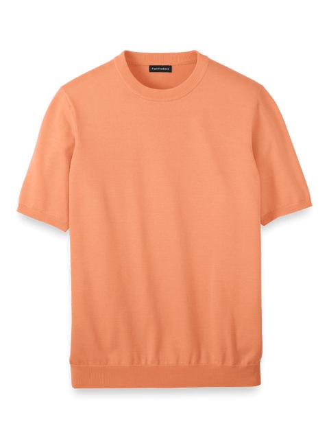 Supima Cotton Crew Neck Sweater - Coral Product Image