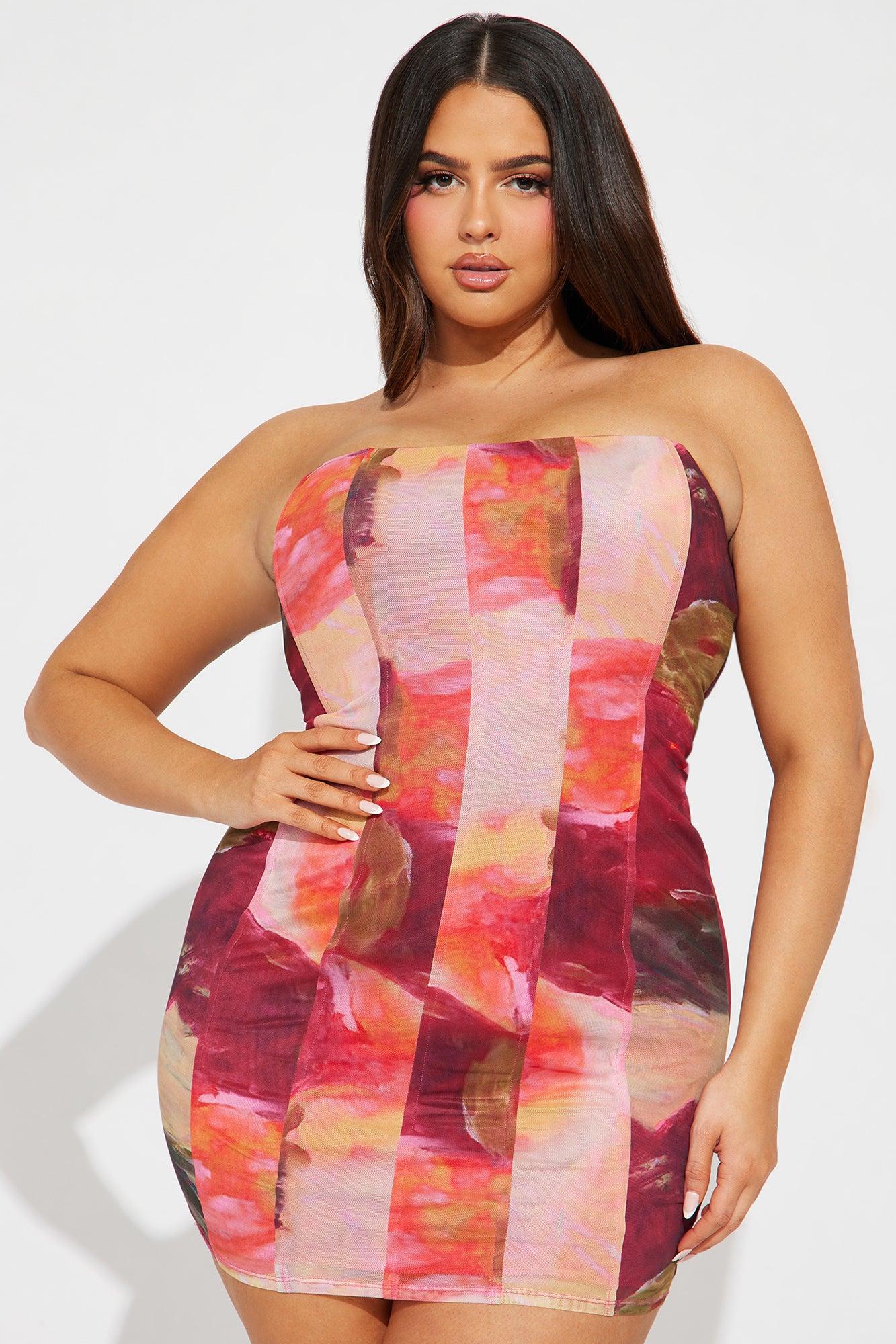 Janell Mesh Mini Dress - Magenta/combo Product Image