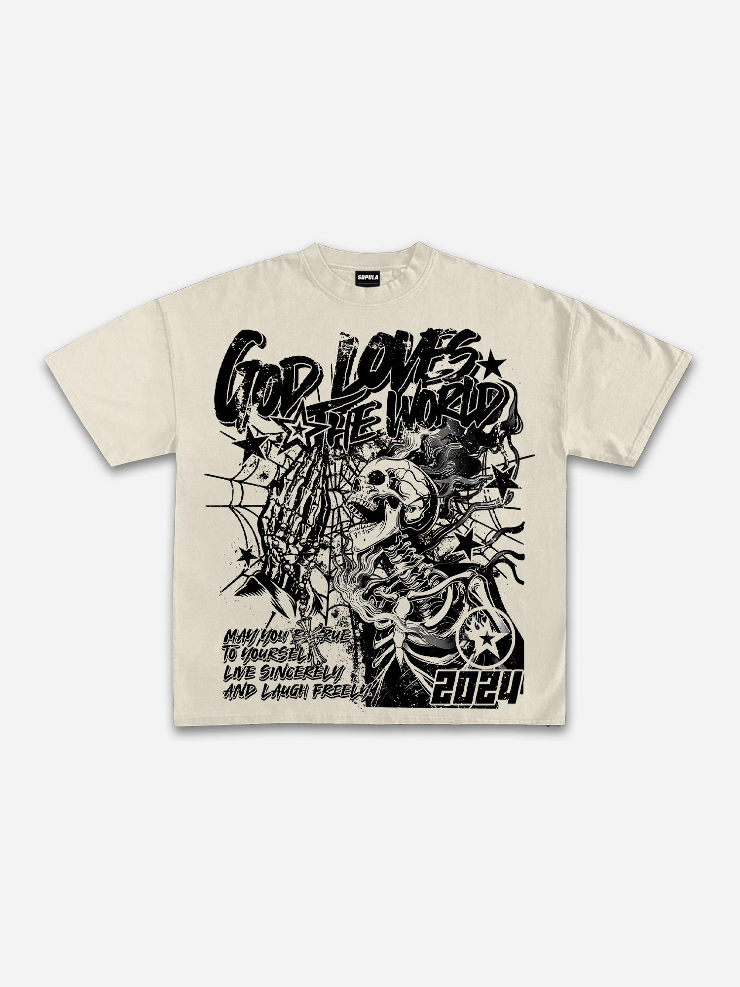 God Loves The World Vintage Graphic Cotton T-Shirt Product Image