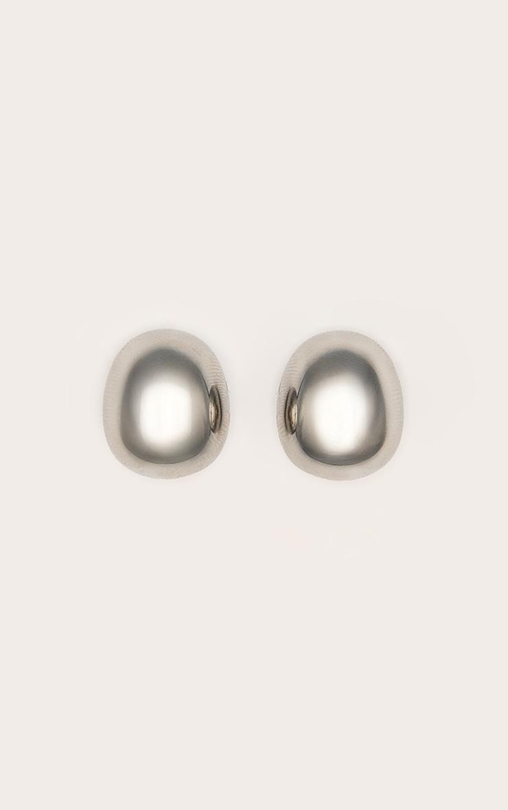 Silver Chunky Round Stud Earrings Product Image
