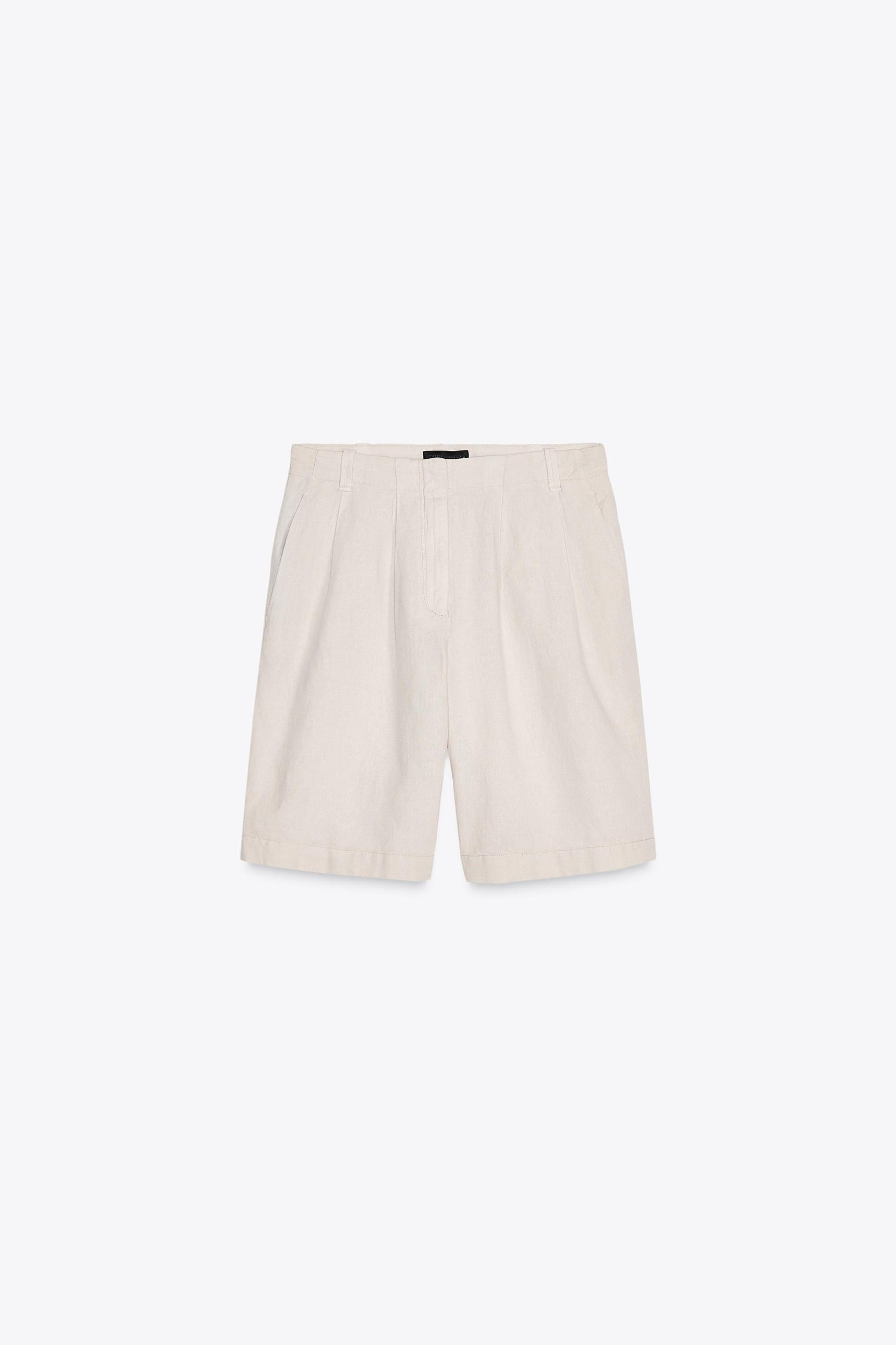 PLEATED LINEN BLEND SHORTS ZW COLLECTION Product Image