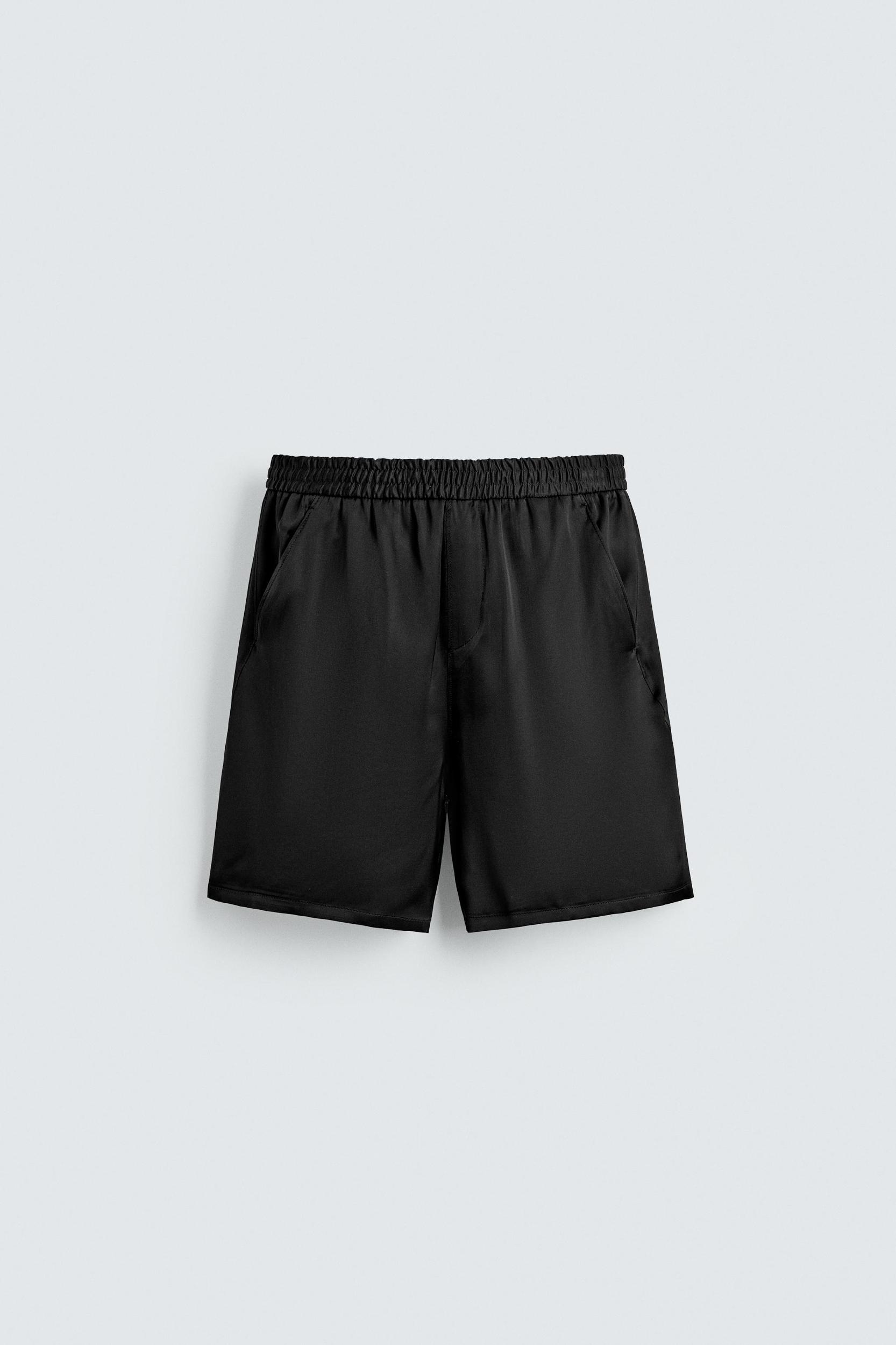 RELAXED FIT SATIN BERMUDA SHORTS Product Image