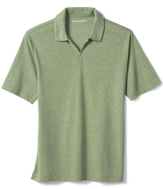 Johnston & Murphy Linen V-Neck Short Sleeve Polo Shirt Product Image