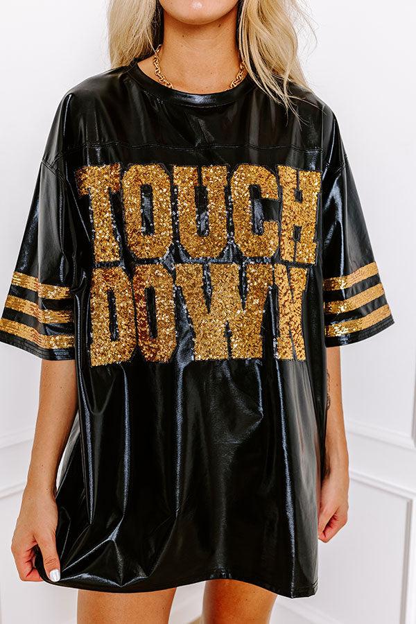 It's A Touch Down Faux Leather Mini Dress in Black Product Image