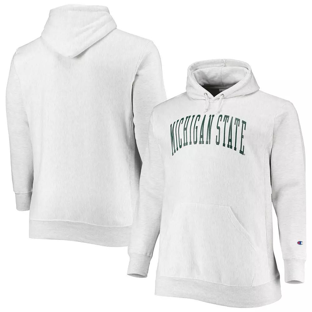 Men's Champion Heathered Gray Michigan State Spartans Big & Tall Reverse Weave Fleece Pullover Hoodie Sweatshirt,  Product Image