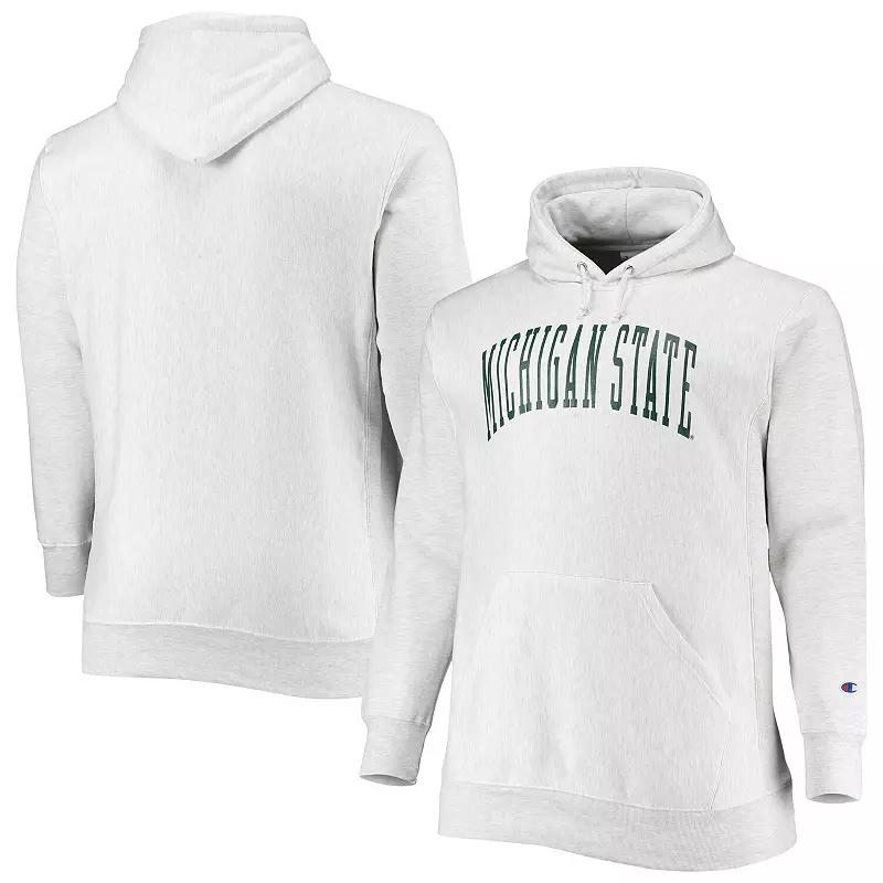 Men's Champion Heathered Gray Michigan State Spartans Big & Tall Reverse Weave Fleece Pullover Hoodie Sweatshirt,  Product Image