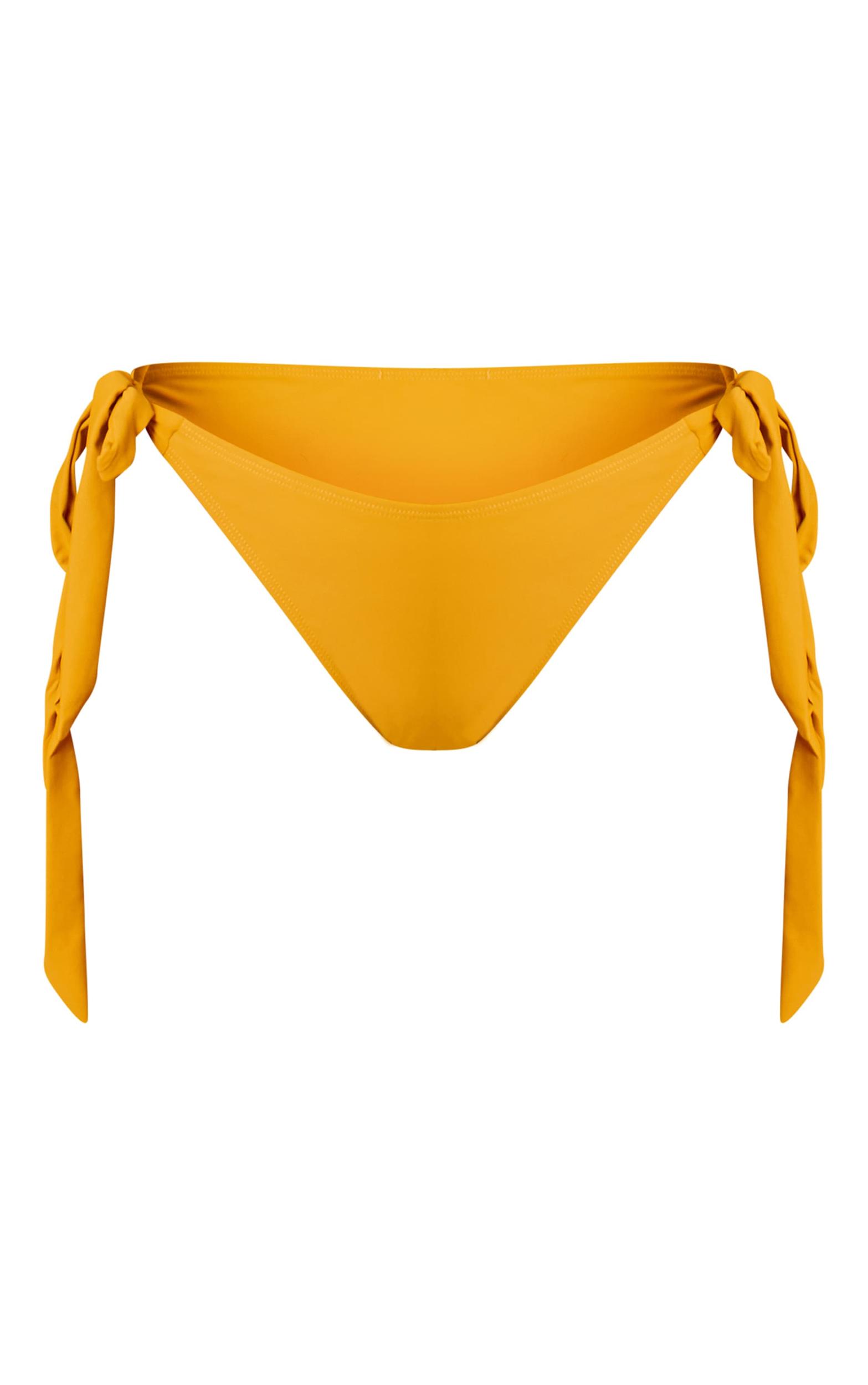 Mustard Tie Side Tanga Bikini Bottoms Product Image
