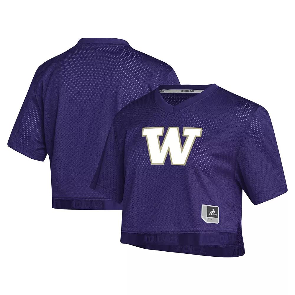 Women's adidas Purple Washington Huskies Primegreen V-Neck Cropped Jersey, Size: 2XL Product Image