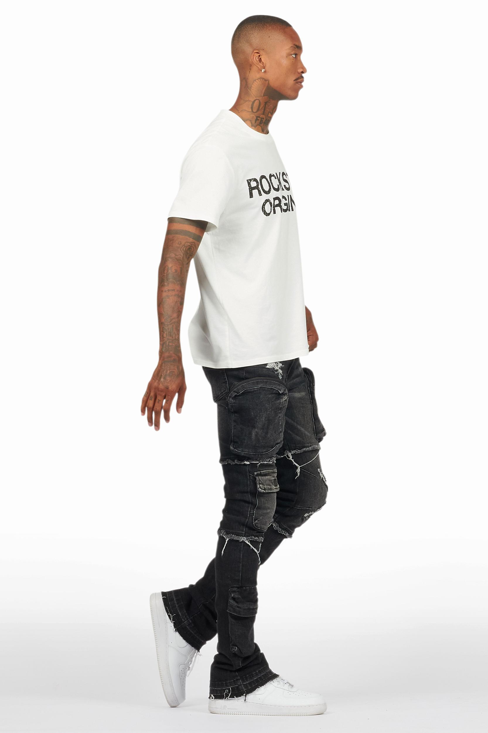 Shift Dark Grey Stacked Flare Jean Male Product Image