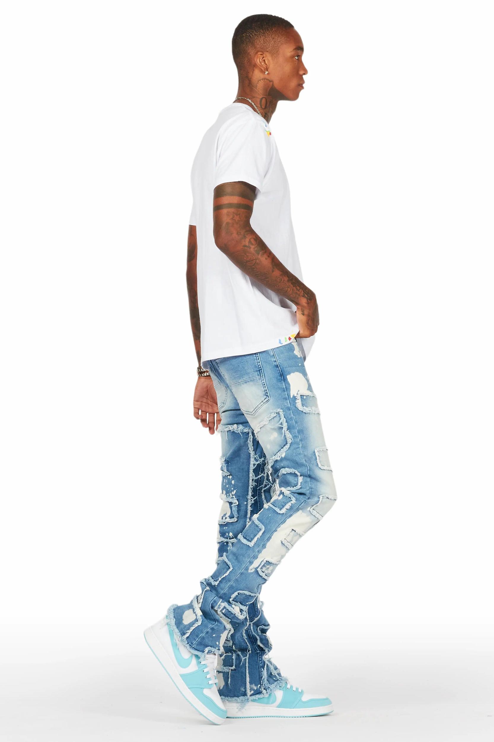 Laban Light Blue Bleach Stacked Flare Jean Male Product Image