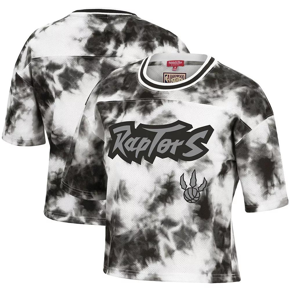 Women's Mitchell & Ness Black/White Toronto Raptors Hardwood Classics Tie-Dye Cropped T-Shirt, Size: XL, Rpt Black Product Image