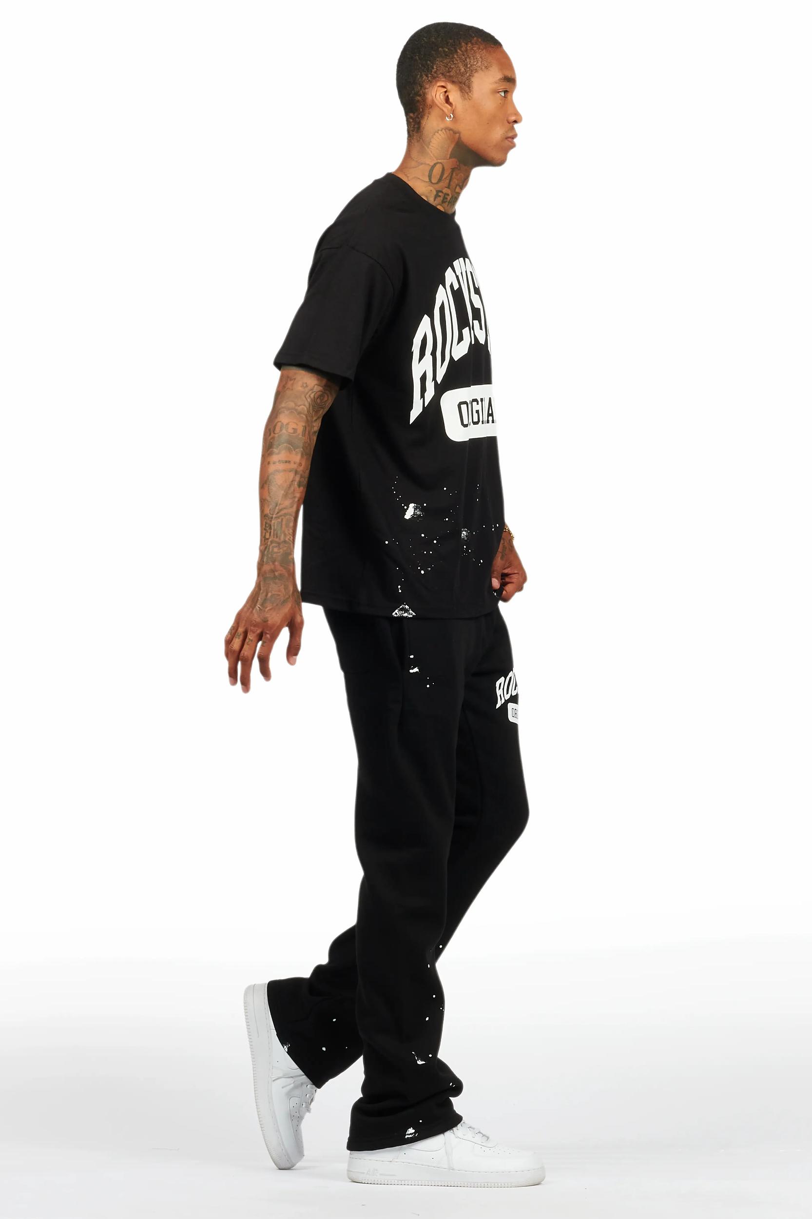 Rainer Black T-Shirt/Stacked Track Pant Set Male Product Image