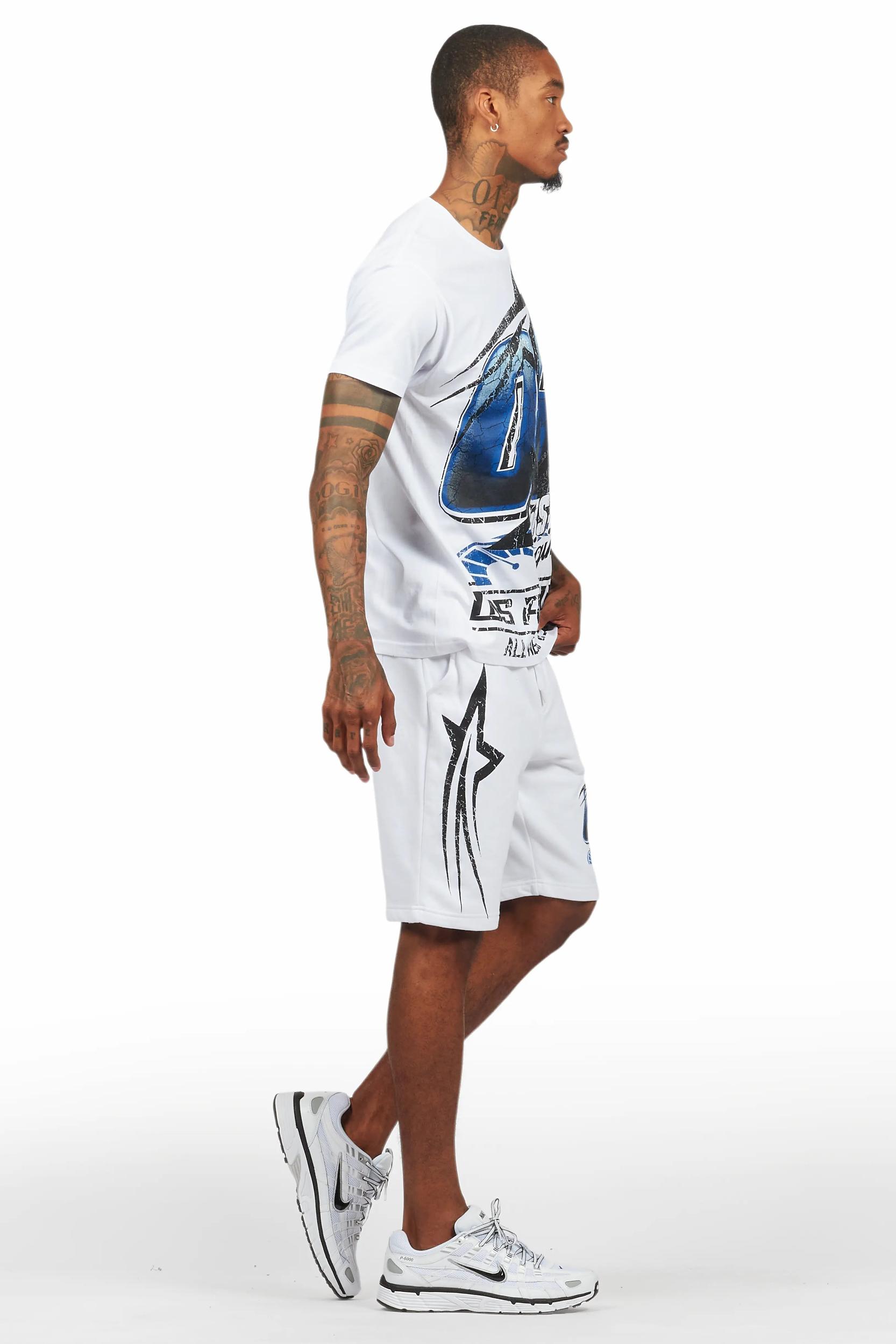 Kastell White/Blue T-Shirt Short Set Male Product Image