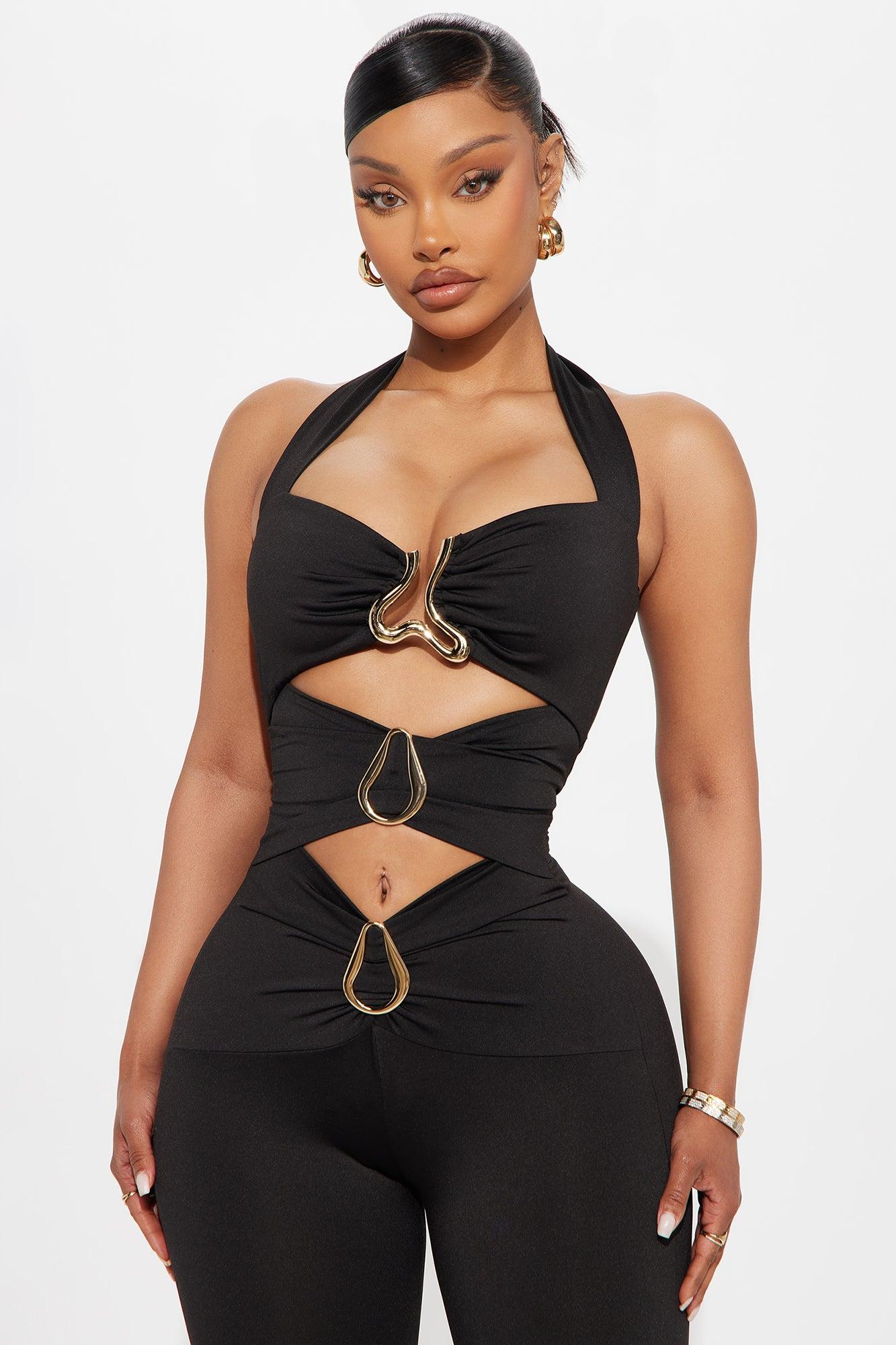 Gazelle Halter Capri Jumpsuit - Black Product Image