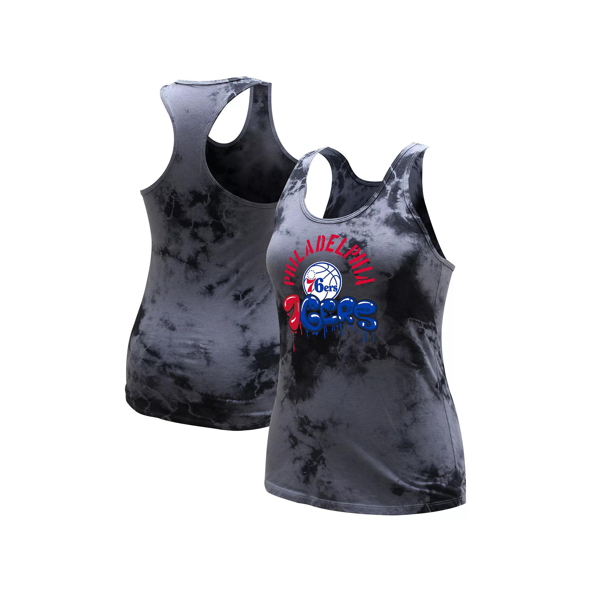 Women's Stadium Essentials  Charcoal Philadelphia 76ers Street Art Dark Crystal Washed Tank Top, Size: Large, 76r Charco Product Image