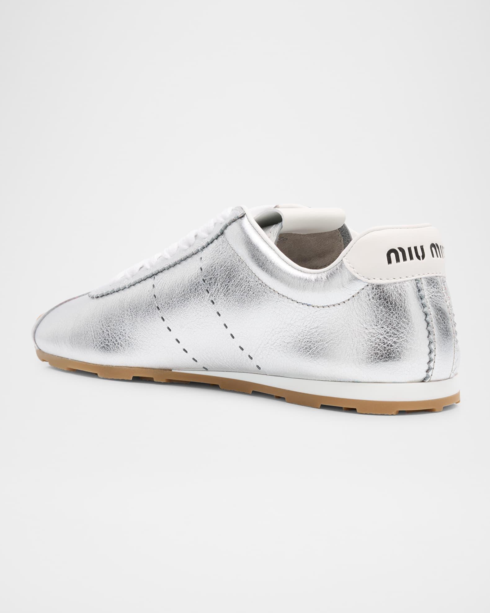 Metallic Leather Retro Runner Sneakers Product Image