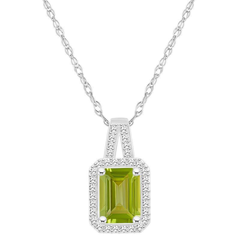 Celebration Gems Sterling Silver Gemstone & 1/6 Carat T.W. Diamond Halo Pendant Necklace, Women's,  Product Image