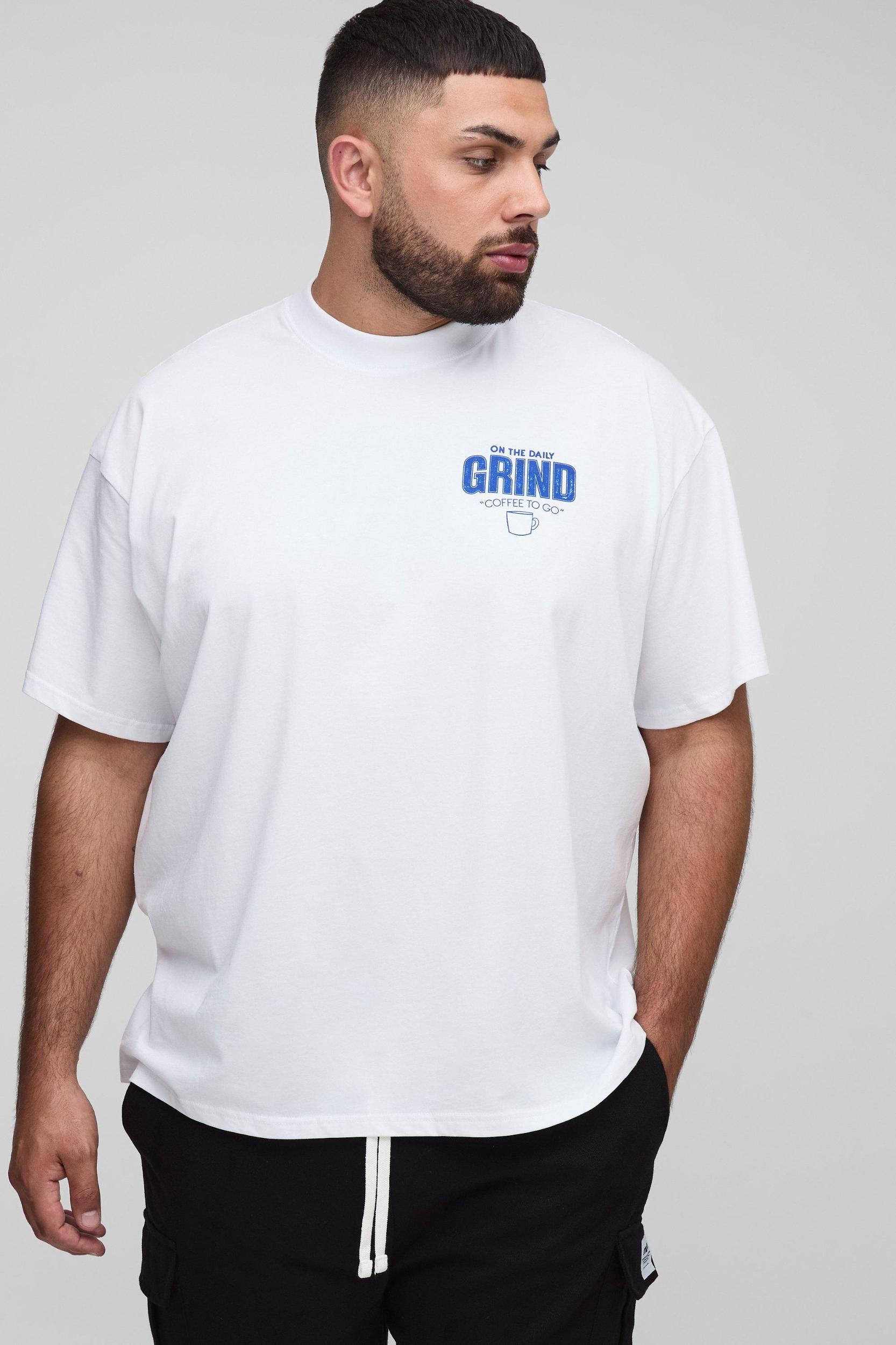 Plus Oversized Always On The Grind Graphic T-Shirt | boohooMAN USA Product Image