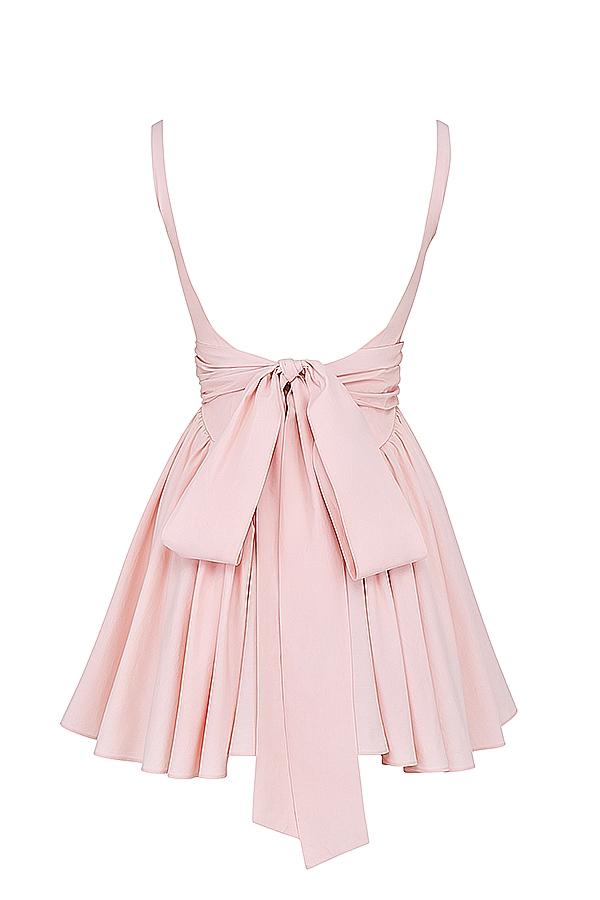Florianne  soft peach bow mini dress Product Image
