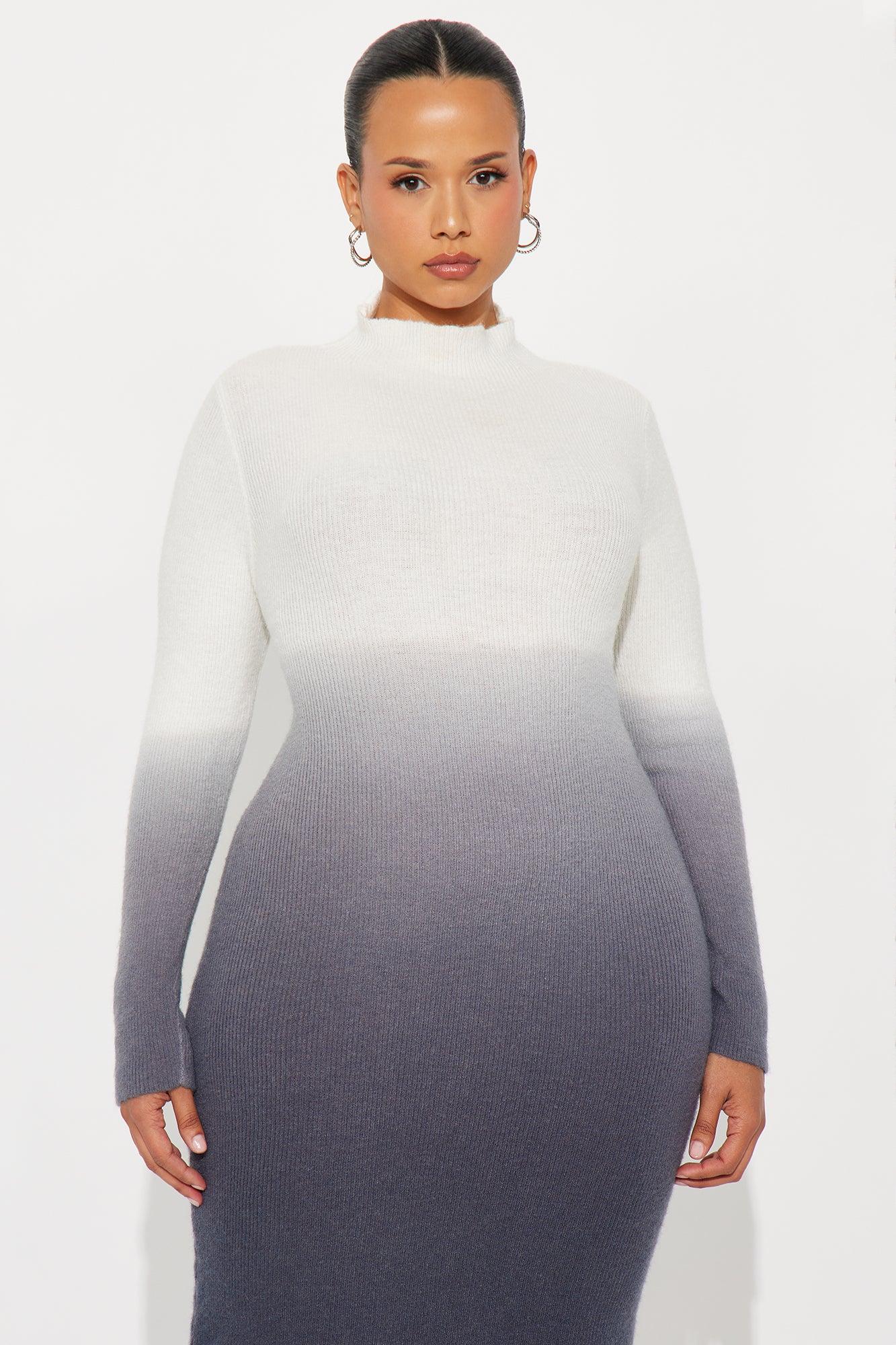 Thea Ombre Sweater Midi Dress - Grey/combo Female Product Image