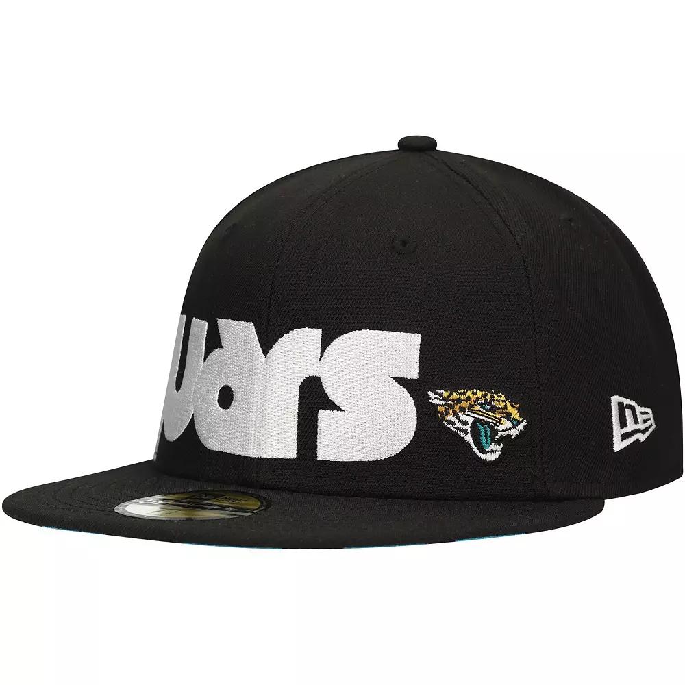 Men's New Era Black Jacksonville Jaguars Checkered Undervisor 59FIFTY Fitted Hat,  Product Image