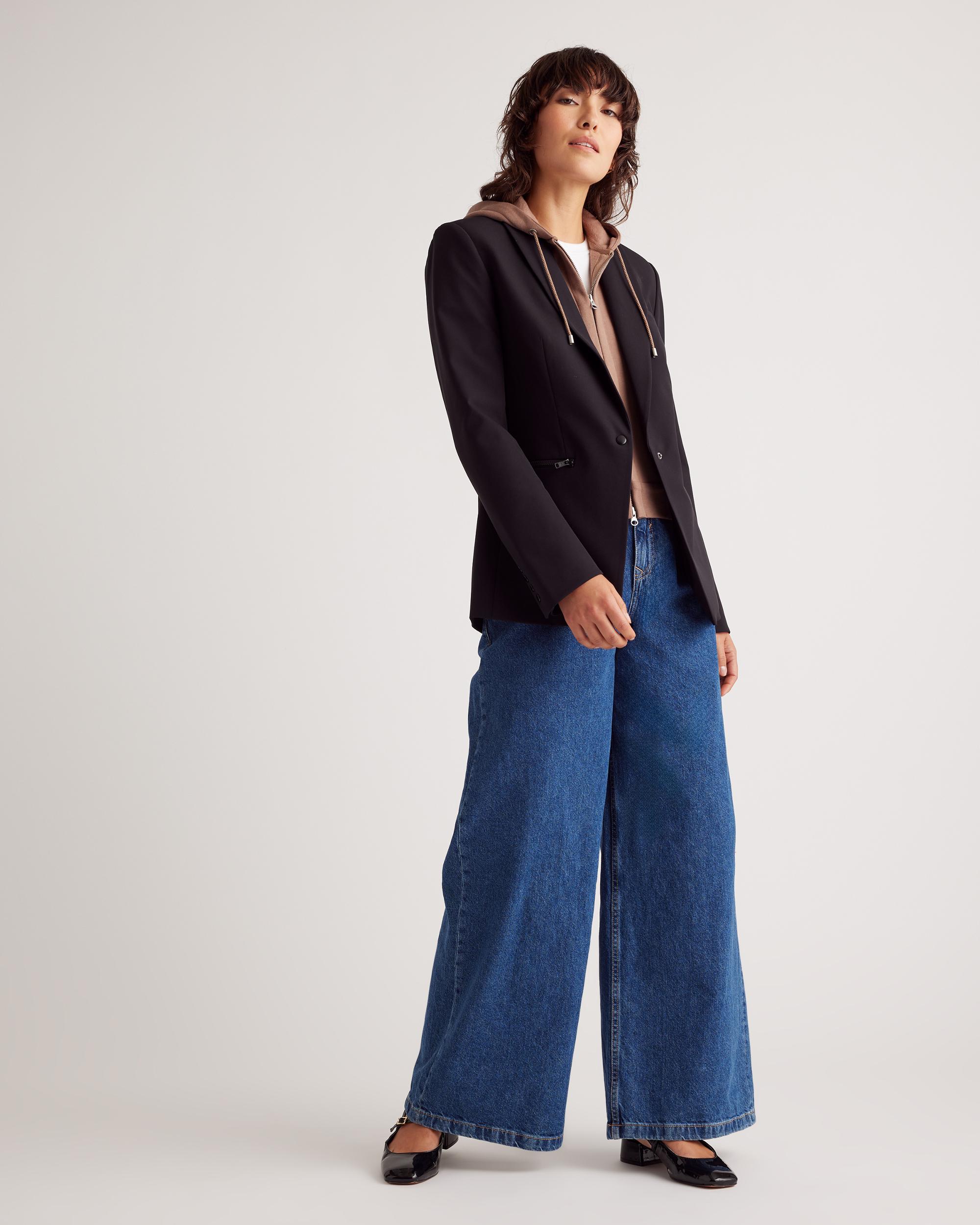 Quince | Women's Organic Heavyweight Fleece Hoodie Blazer Insert Size L/XL, Organic Cotton Product Image