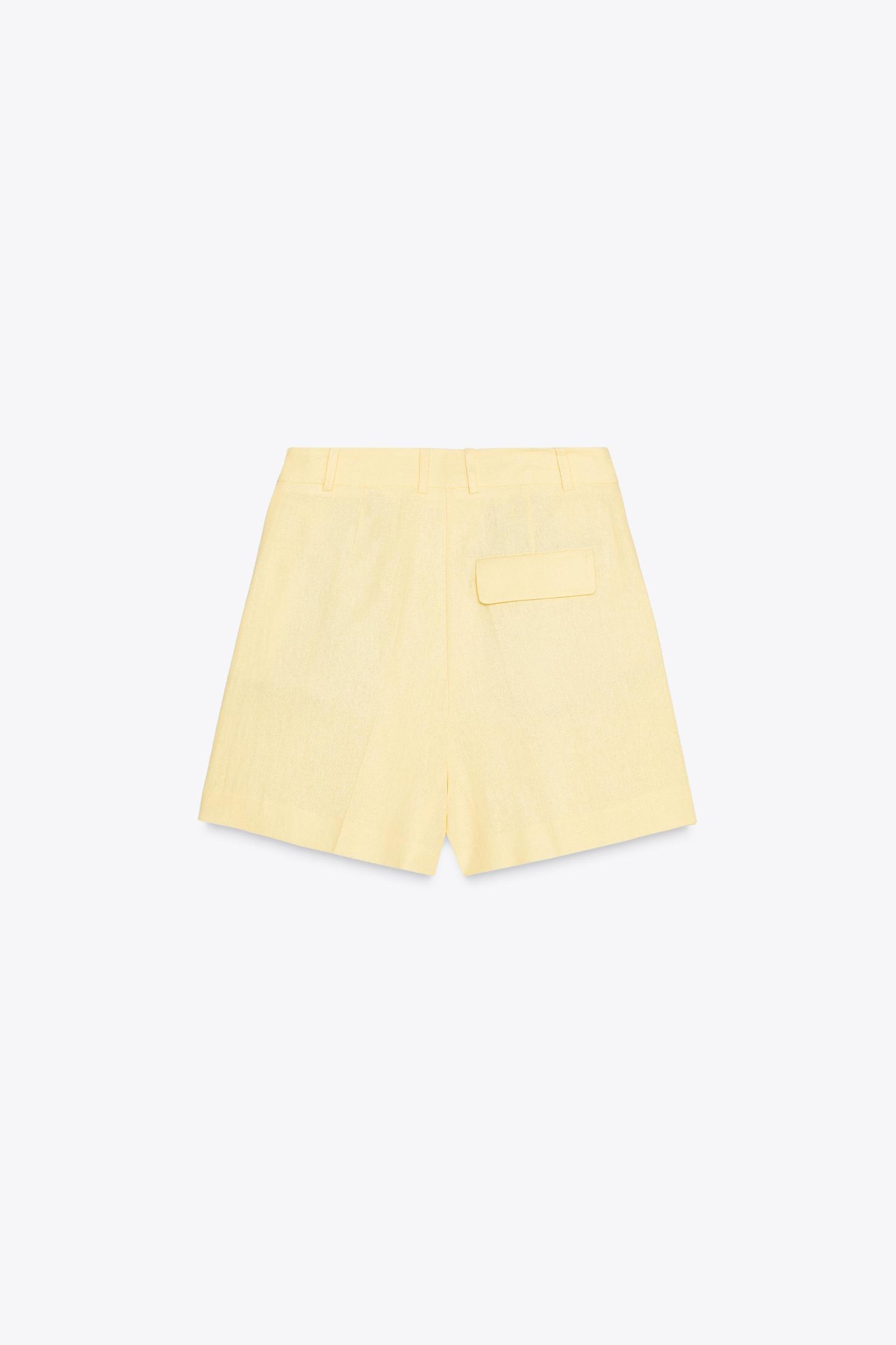 HIGH-WAISTED LINEN SHORTS Product Image